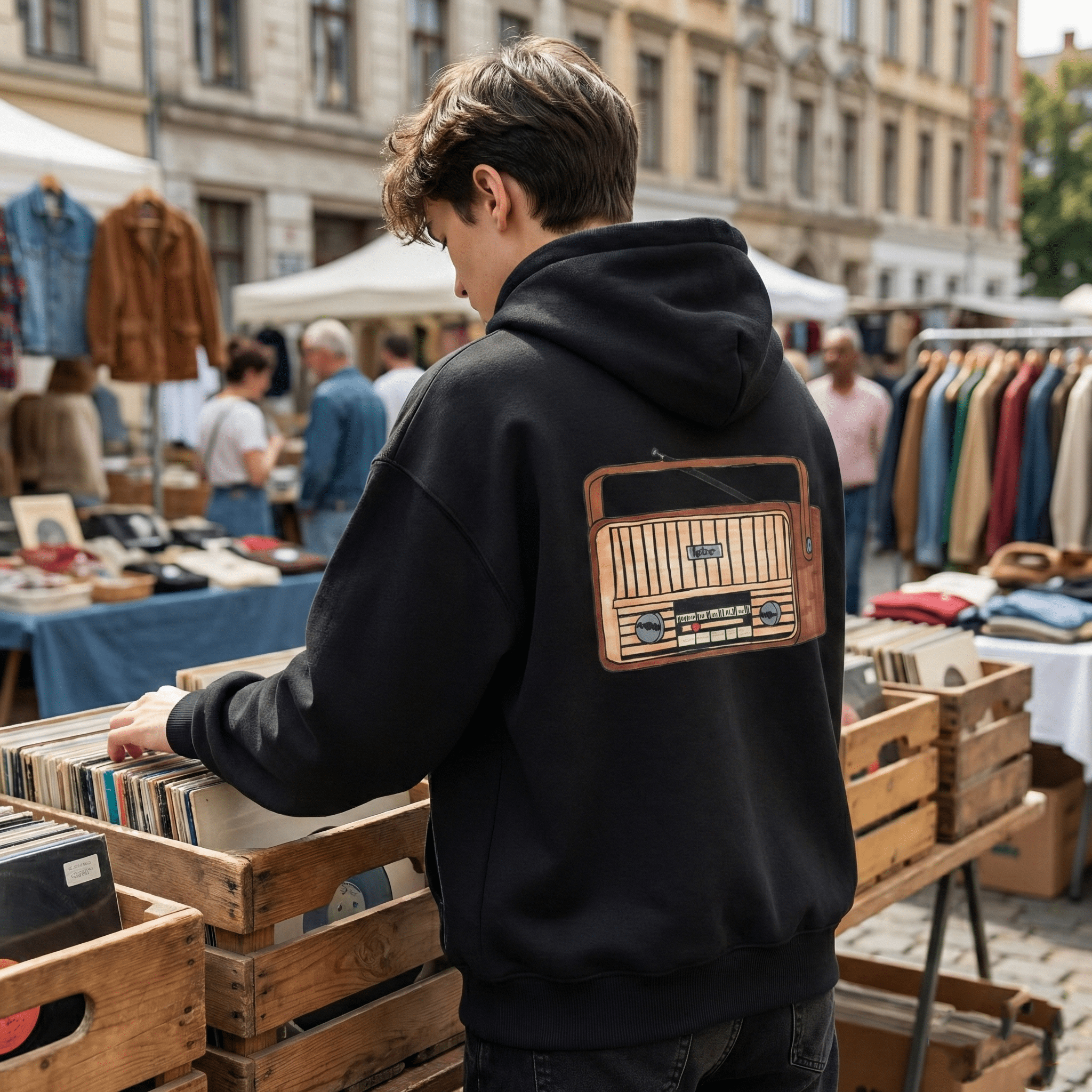 Hoodie Oversized Organic – STUDIO ANALOG Series | Retro Radio Craft Style